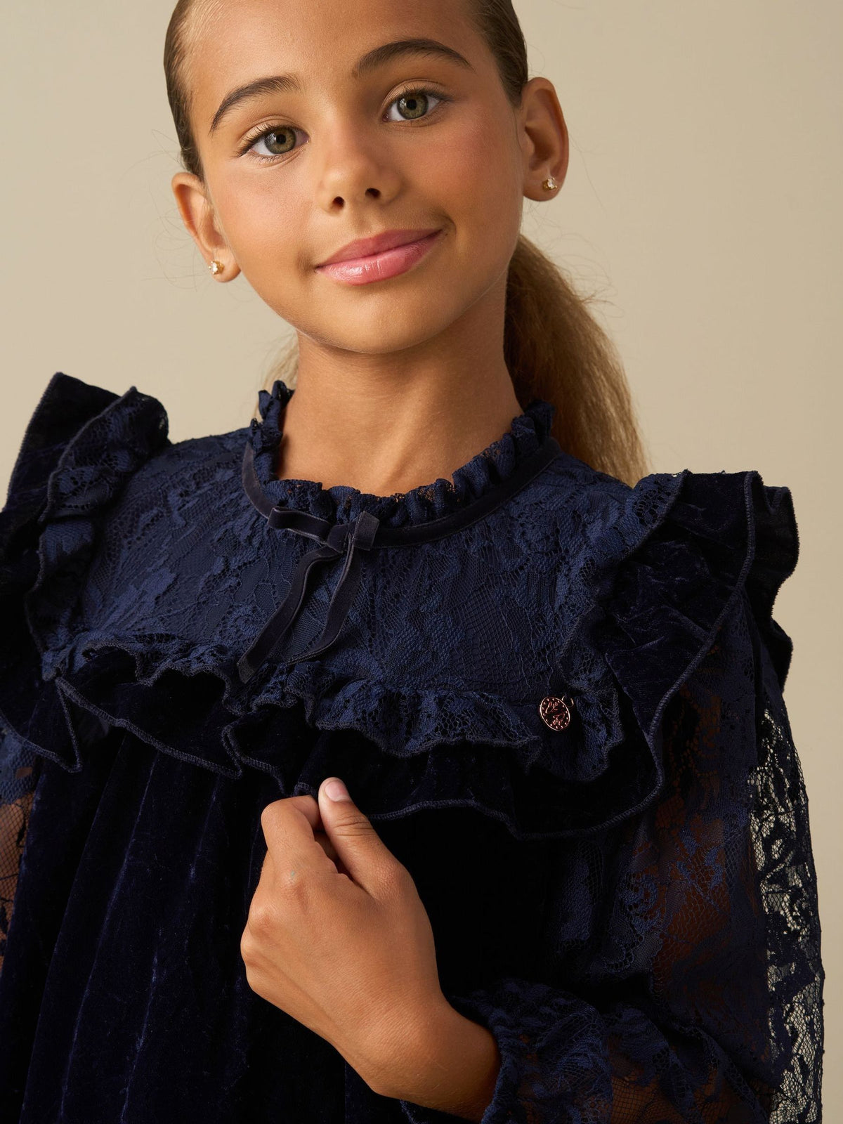 Angel & Rocket Blue Amelia Velvet Frill Collar Dress - image 7