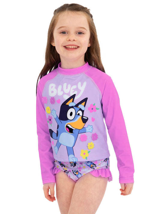 Dsiney Kidz - Character Pink Bluey Long Sleeve Swimsuit With Frills image 2