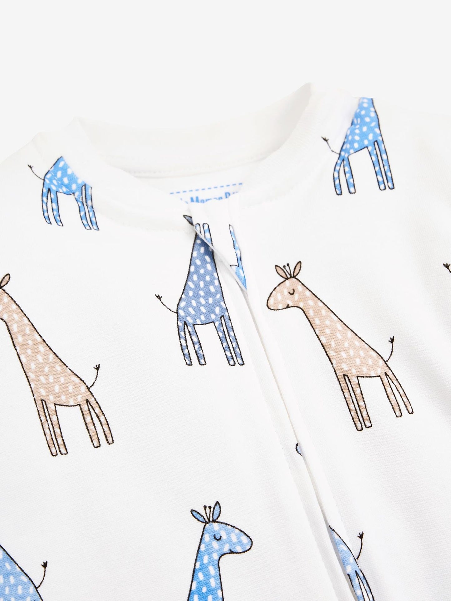 JoJo Maman Bébé White Giraffe Print Zip Cotton Baby Sleepsuit image 4