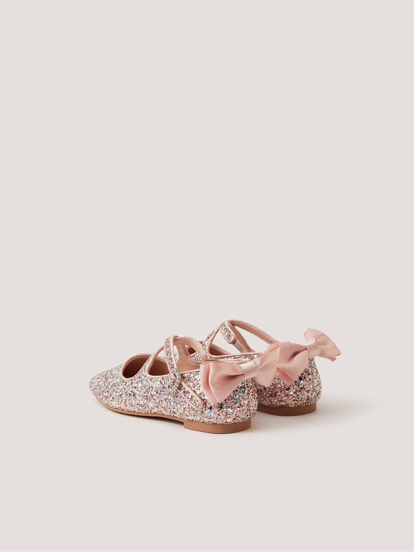 Monsoon Pink Glitter Bow Mary Jane Ballet Flats image 2