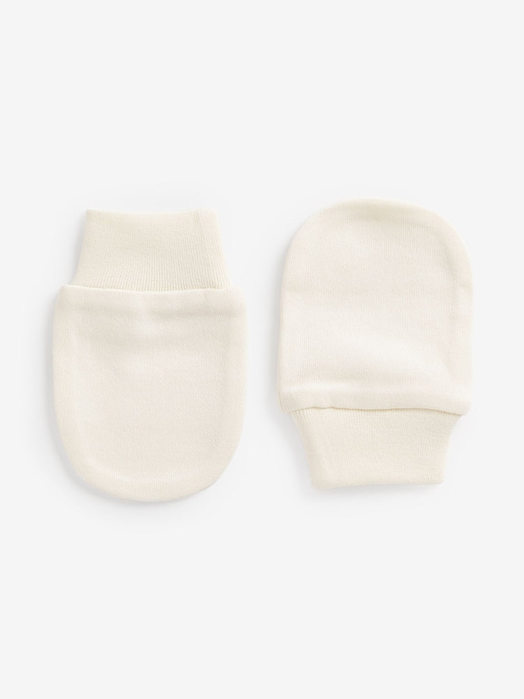 Cream 100% Cotton Baby Scratch Mitts 3 Pack Immediate