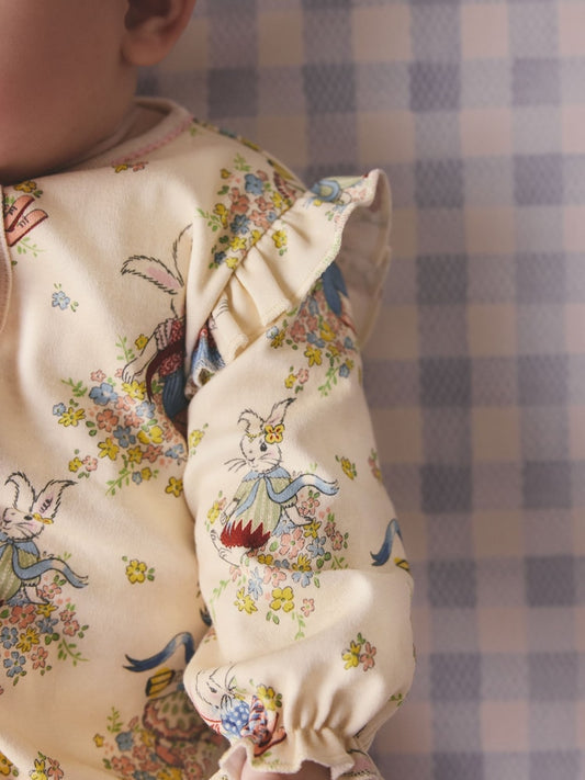 Cream Bunny Cath Kidson Bunny Baby Sleepsuit