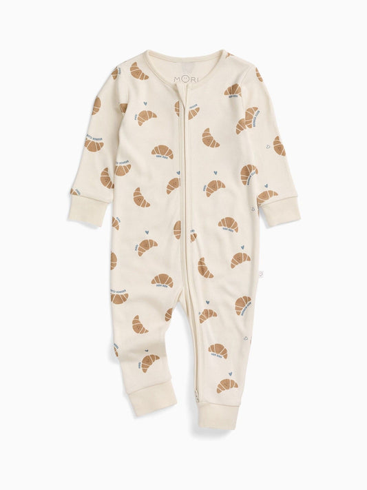 MORI Cream Brunch Club Supersoft Two Way Zip Up Sleepsuit image 2