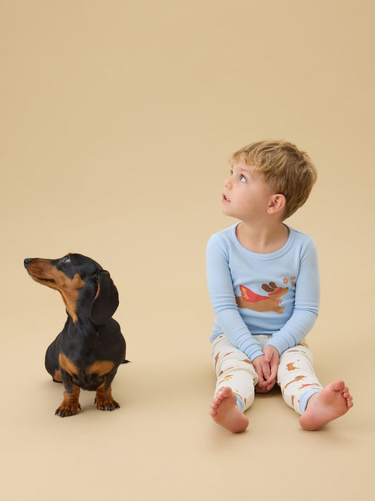 MORI Cream Sausage Dog Placement Supersoft Long Sleeve Pyjamas Set - image 2