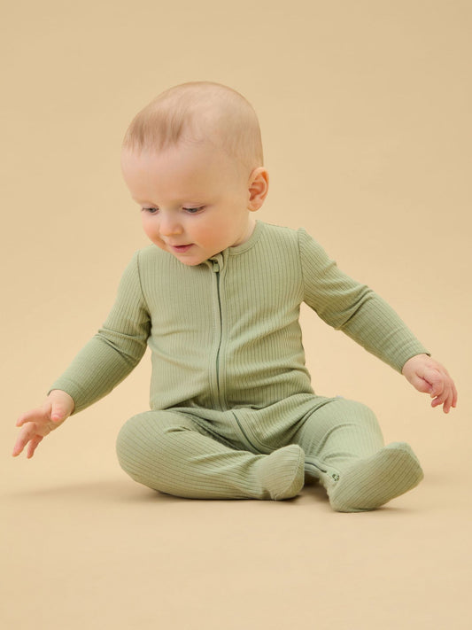 MORI Green Stretch Supersoft 2 Way Zip Sleepsuit image 2