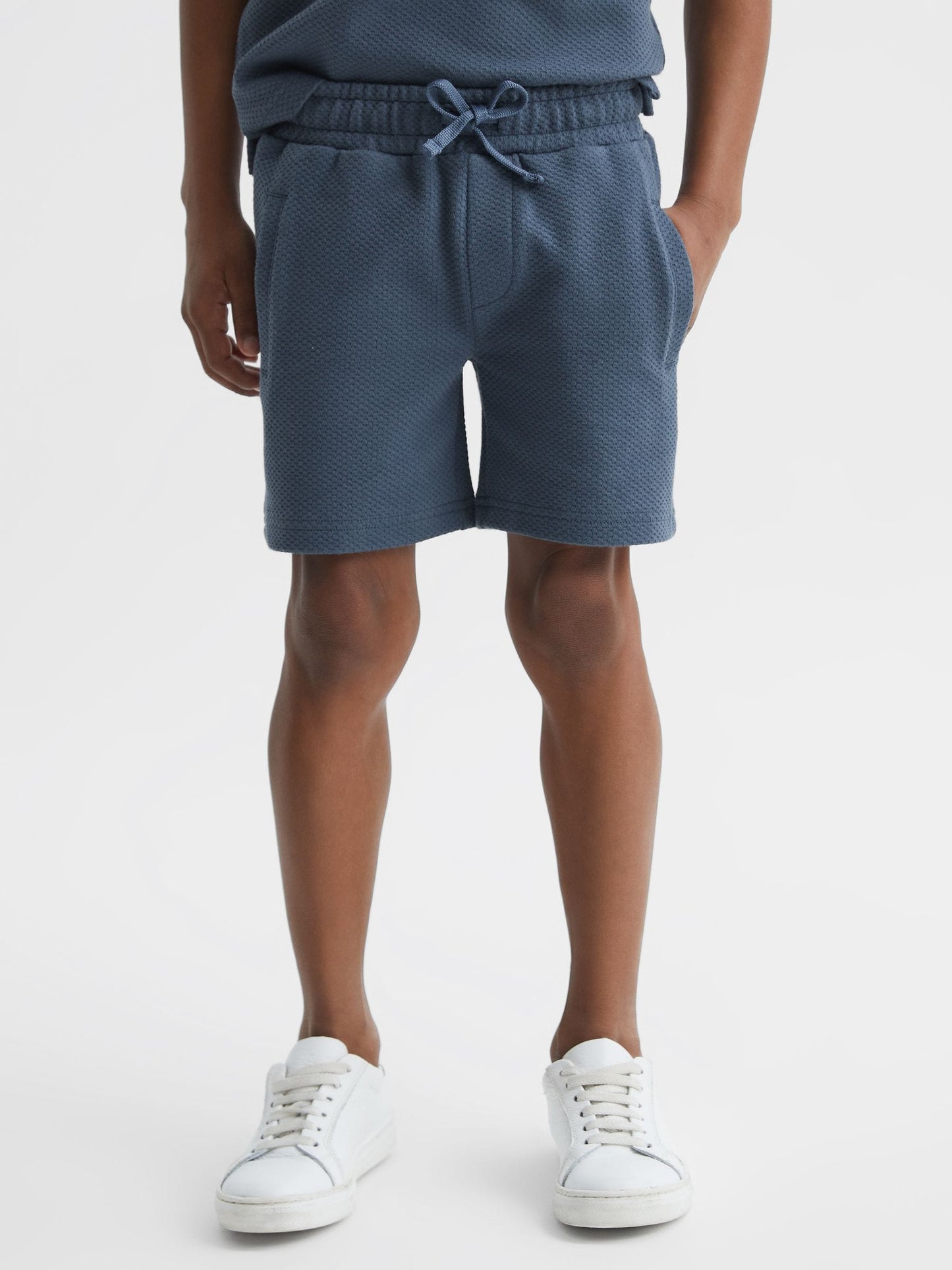 Dsiney Kidz - Reiss Airforce Blue Robin Slim Fit Textured Drawstring Shorts image 3