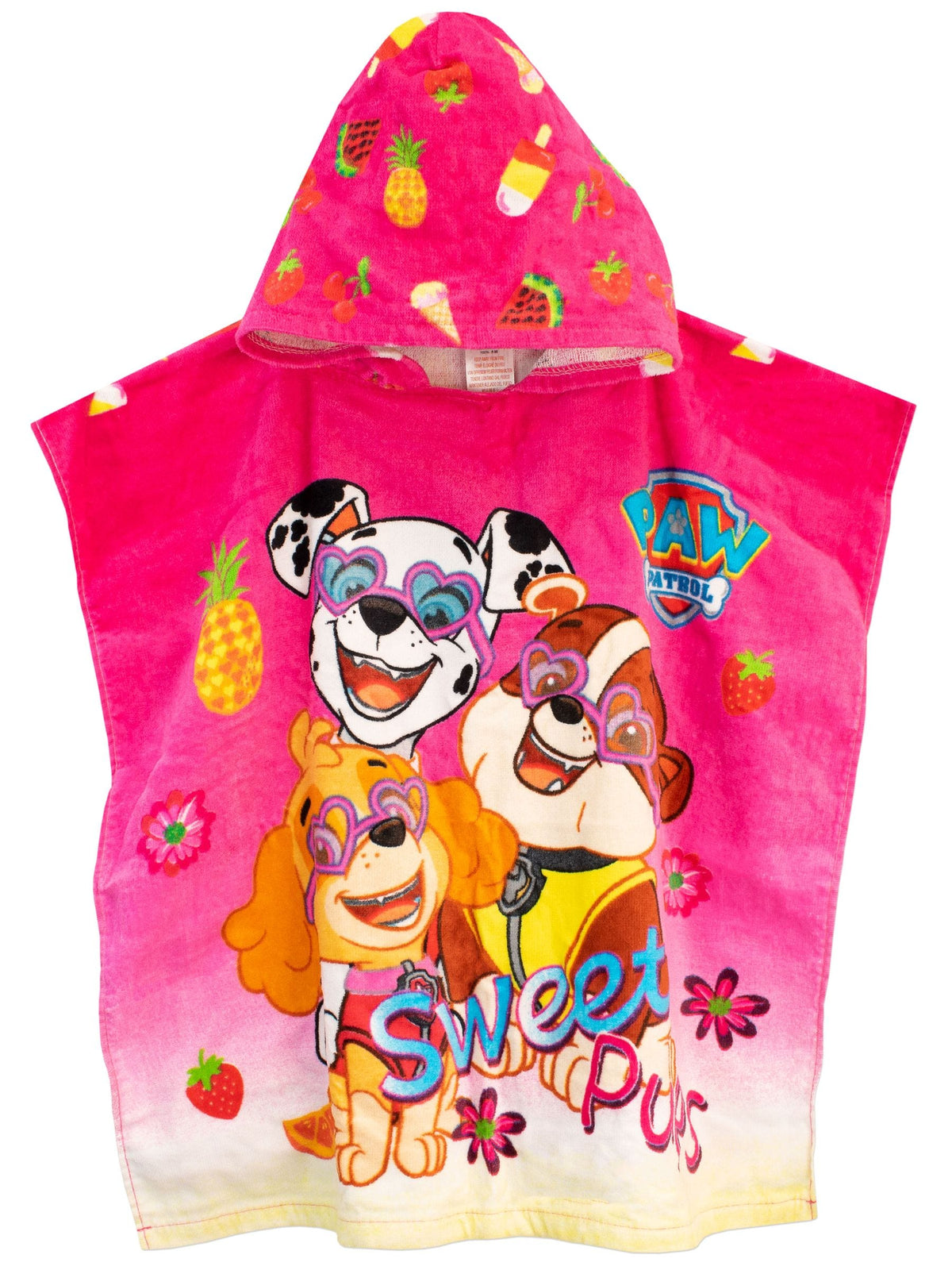 Dsiney Kidz - Character Pink Paw Patrol Poncho Sweet Pups Heart Glasses Towel image 1