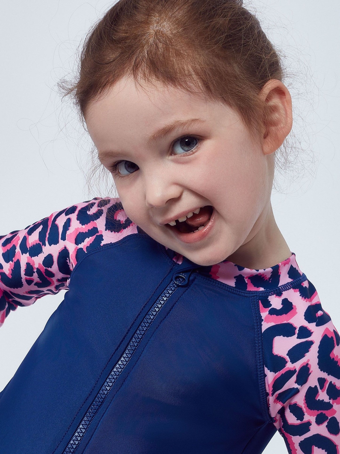 Character Blue Leopard Print Swimsuit Pink Leopard Aop Long Sleeve image 7