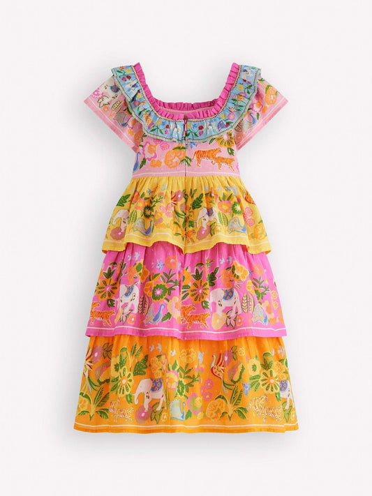 Boden Yellow Tiered Ruffle Woven Dress image 2