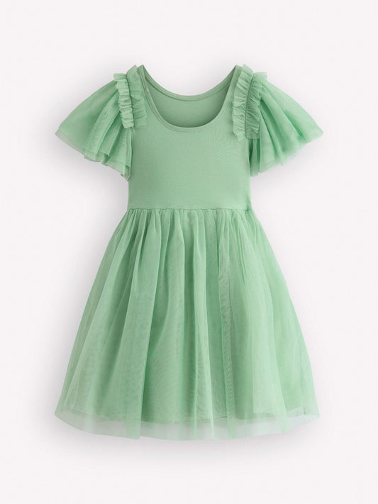 Dsiney Kidz - Boden Green Short Sleeve Logo Tulle Dress image 2