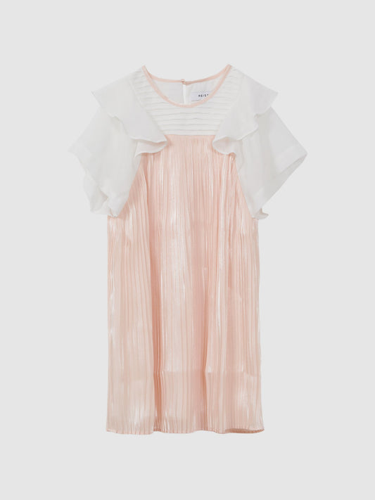 Dsiney Kidz - Reiss Pink Dina 9-14 yrs Pleated Metallic Dress image 2