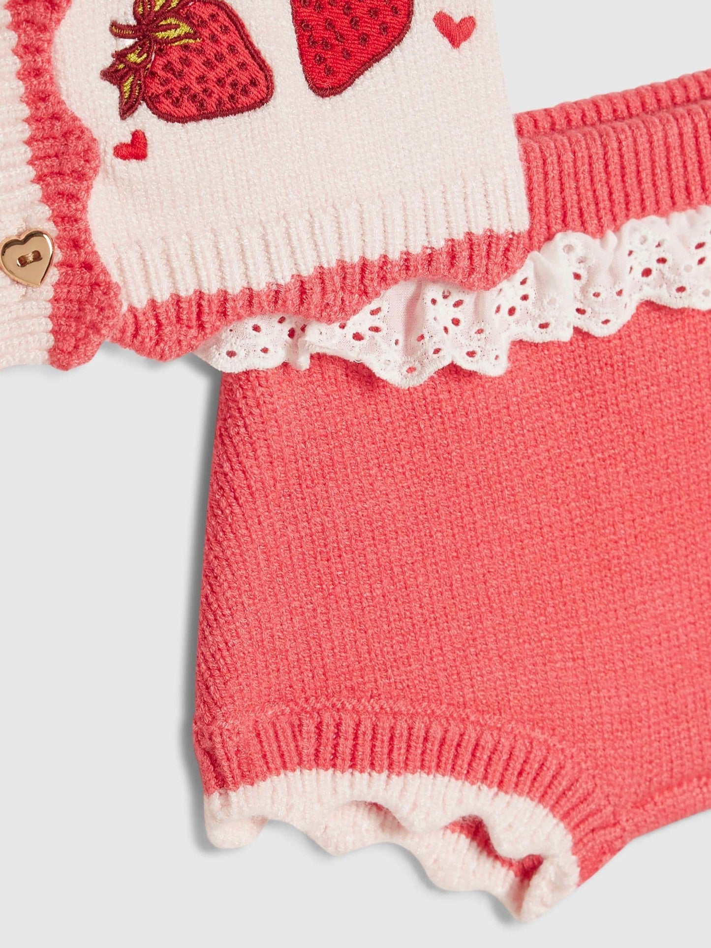 Dsiney Kidz - River Island Red Strawberry Cardigan & Bloomer Shorts Set image 5