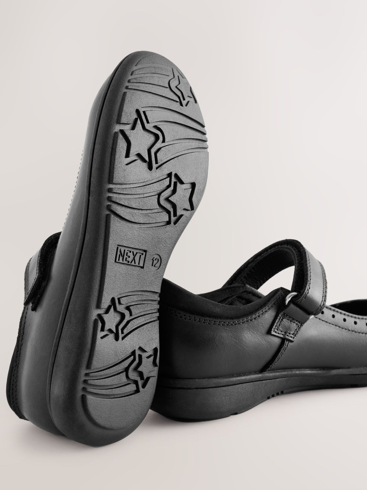 Matt Black Standard Fit (F) School Leather Brogue Detail Mary Jane Shoes image 5