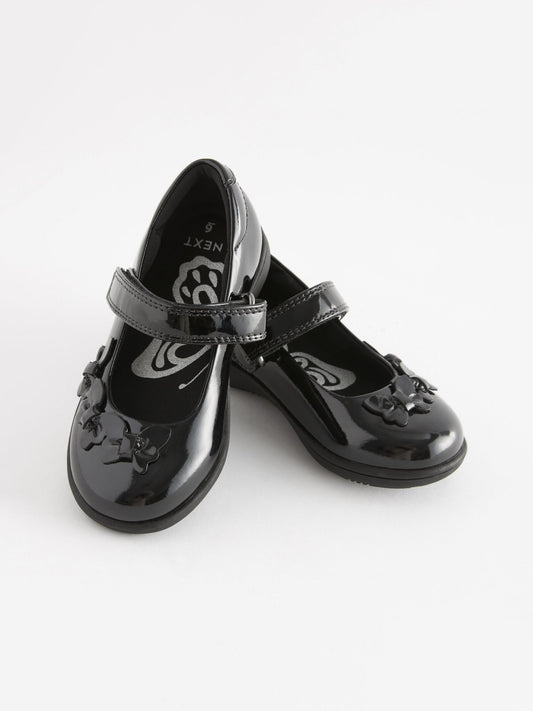 Black Patent Wide Fit (G) School Junior Butterfly Mary Jane Shoes image 2