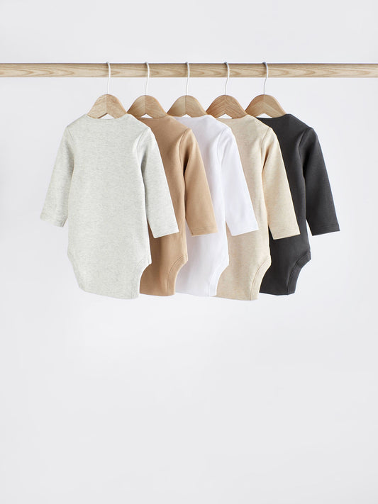 Dsiney Kidz - Neutral Baby Essential Long Sleeve Bodysuits 5 Pack image 2