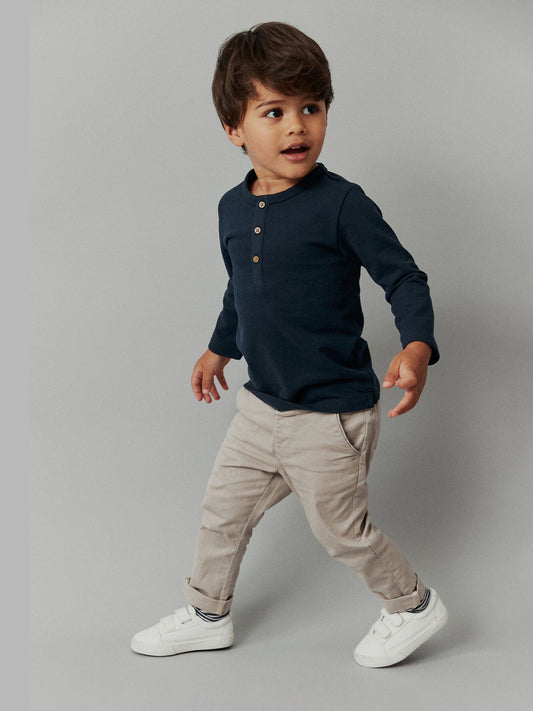 Navy Long Sleeve Henley Neck T-Shirt (3mths-7yrs) image 2