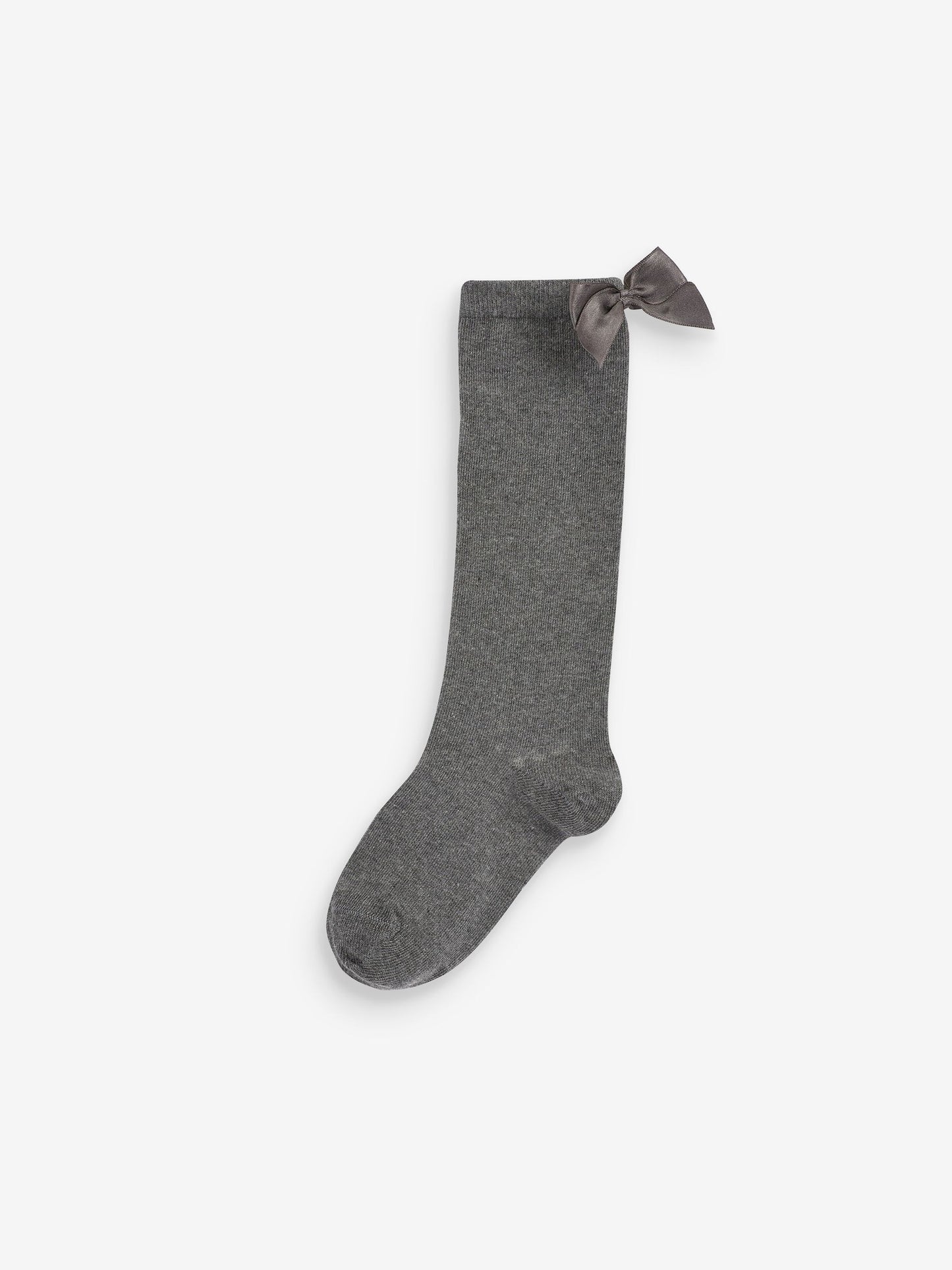 Grey 2 Pack Cotton Rich Bow Knee High Socks image 3