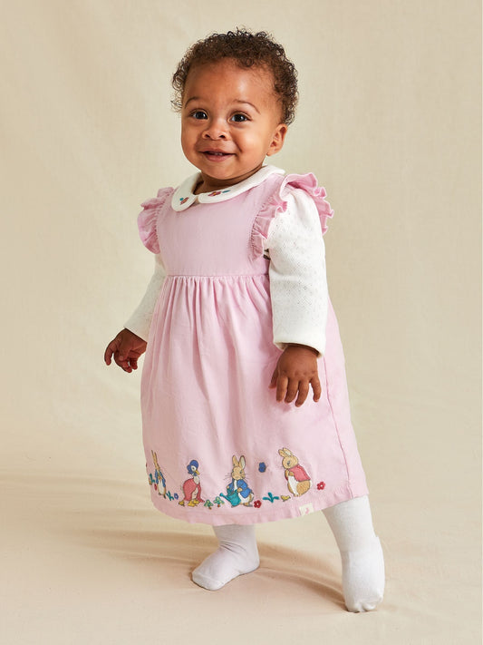 Dsiney Kidz - JoJo Maman Bébé Pink Baby Peter Rabbit Embroidered Dress and Body Set image 2