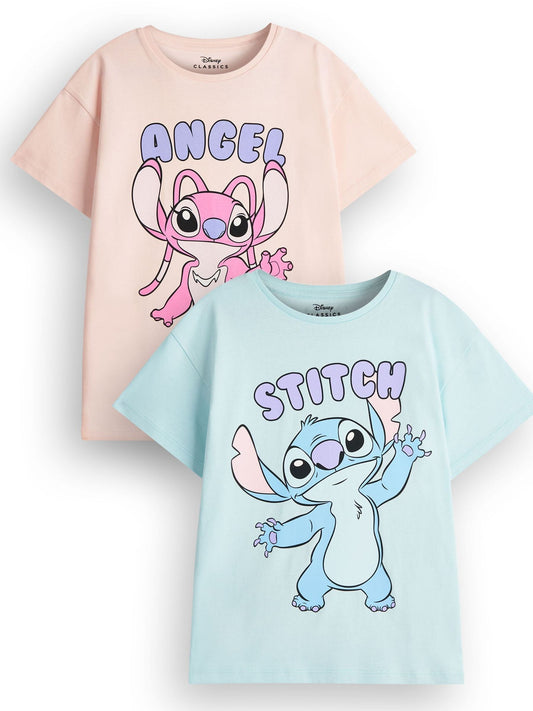 Dsiney Kidz - Vanilla Underground Blue Girls Stitch 100% Cotton T-Shirts 2 Pack image 2