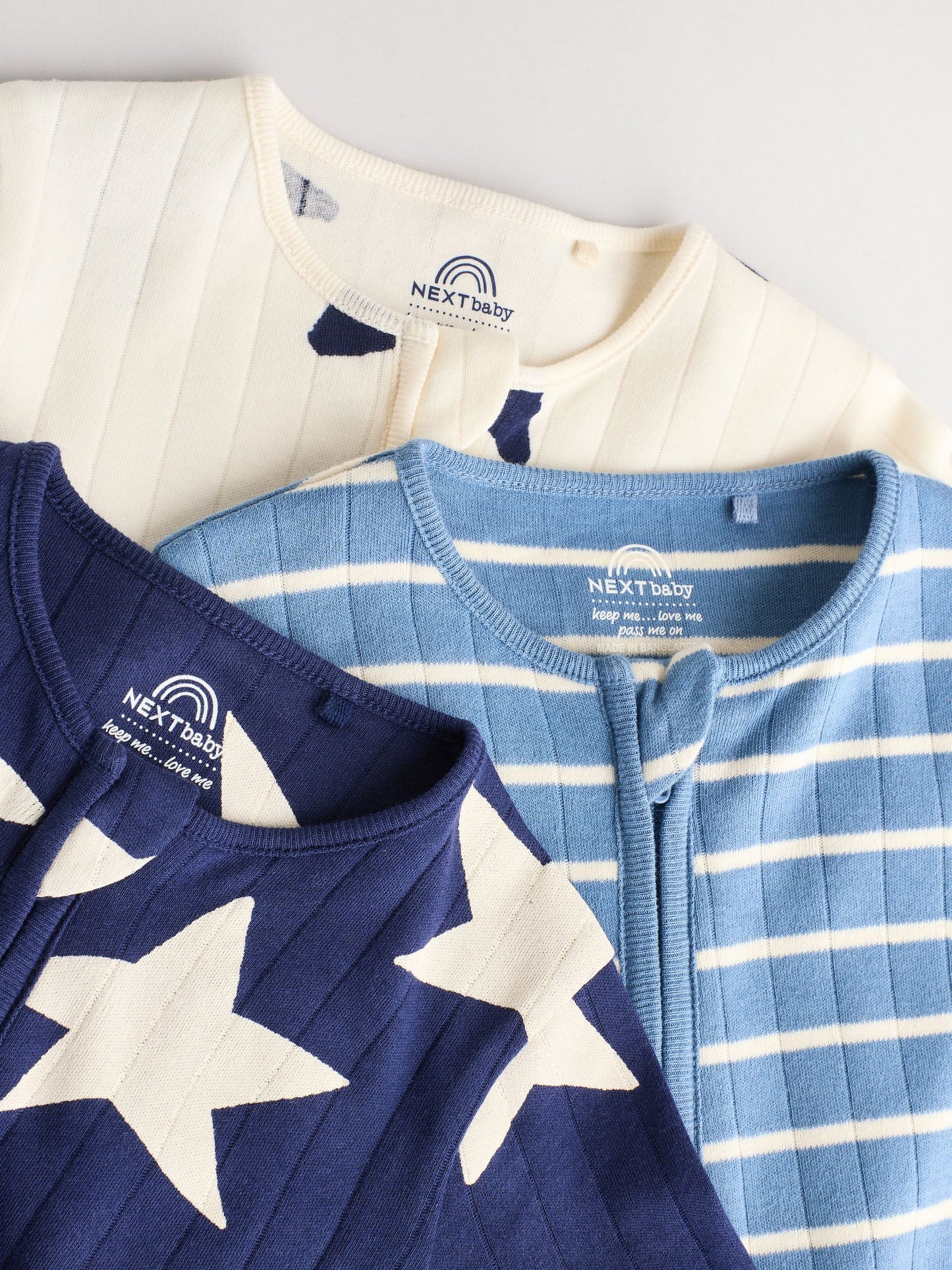 Navy Star Sleepsuits 3 Pack (0mths-2yrs)