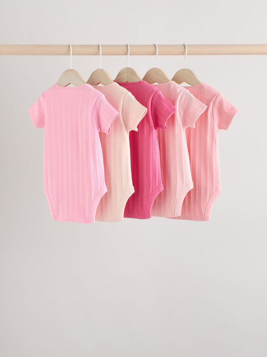 Dsiney Kidz - Bright Pink 5 Pack Short Sleeve Baby Bodysuits image 2