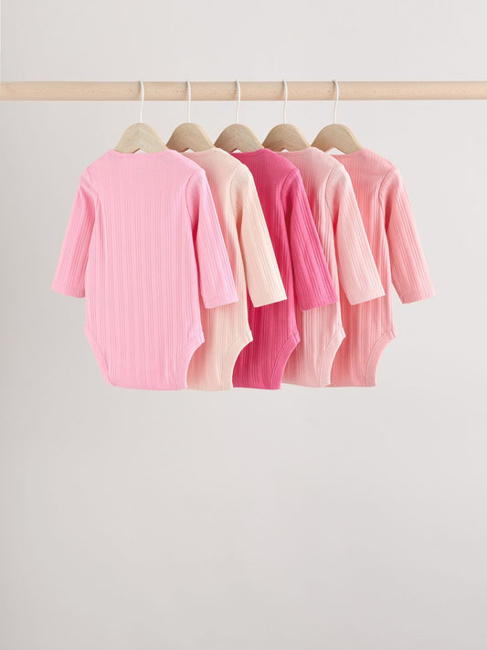 Dsiney Kidz - Bright Pink 5 Pack Long Sleeve Baby Bodysuits image 2