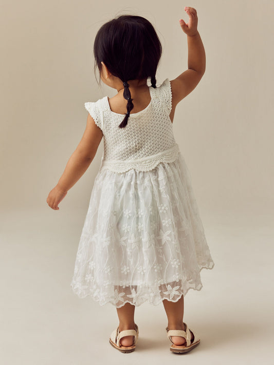 Dsiney Kidz - Ecru White Occasion Knit Dress (3mths-10yrs) image 2