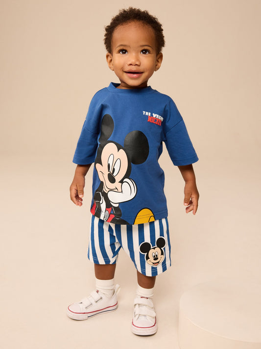 Blue/White Mickey Mouse T-Shirt & Shorts Set (3mths-8yrs) image 3