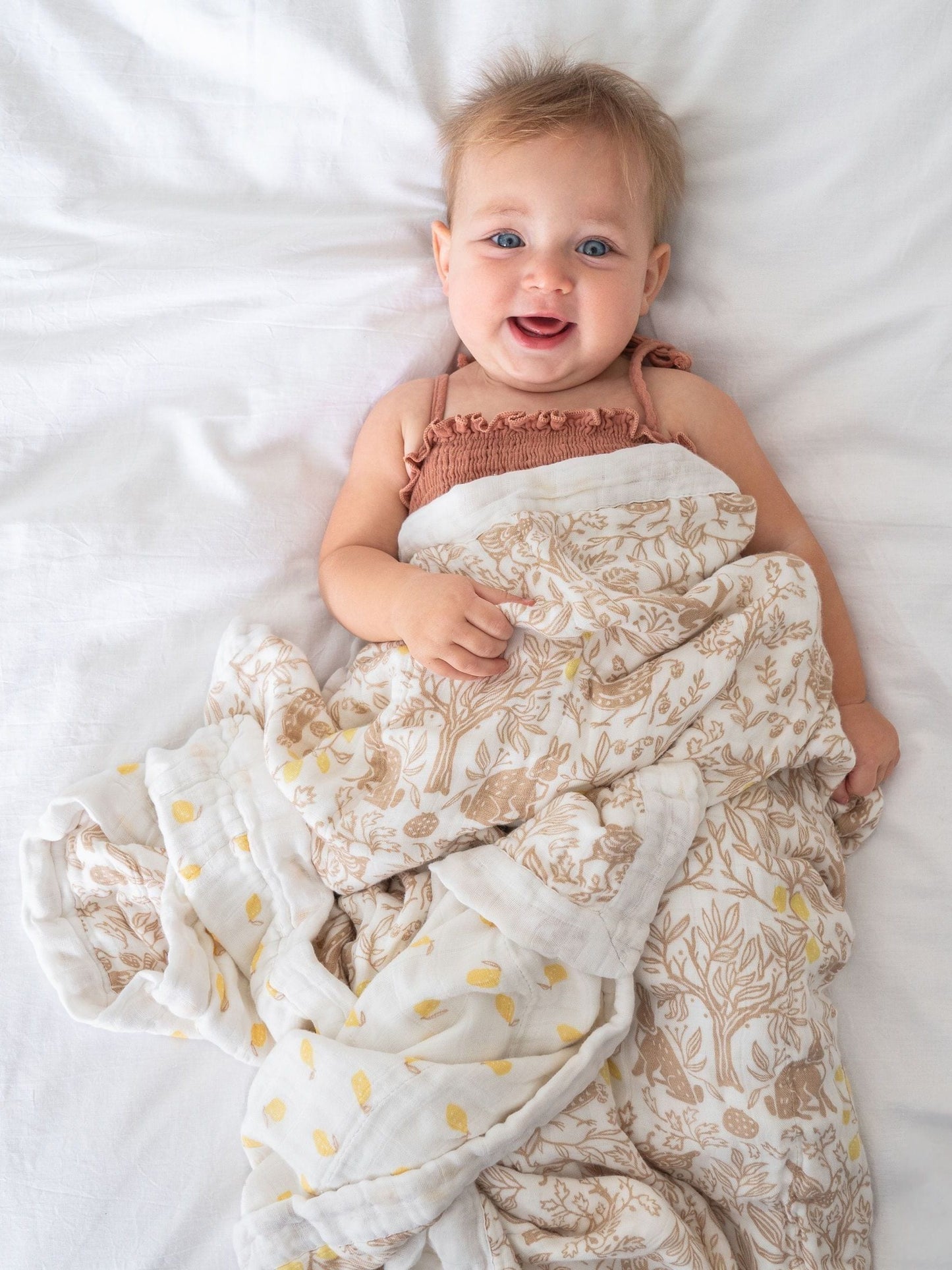 aden + anais White Dream Silky Soft Natural Woodland 100% Cotton Blanket image 1