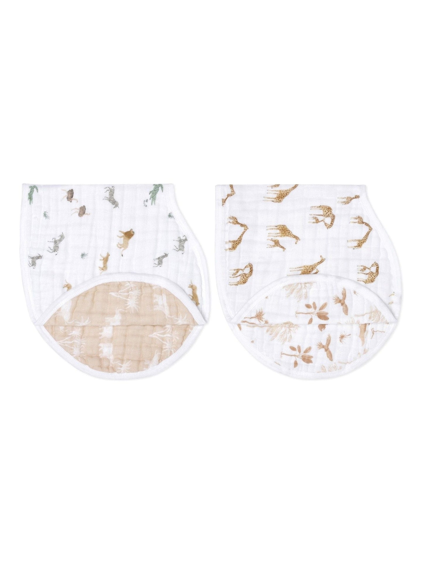 aden + anais White Burpy 100% Cotton Muslin Safari Dream Bibs 2 Pack image 1