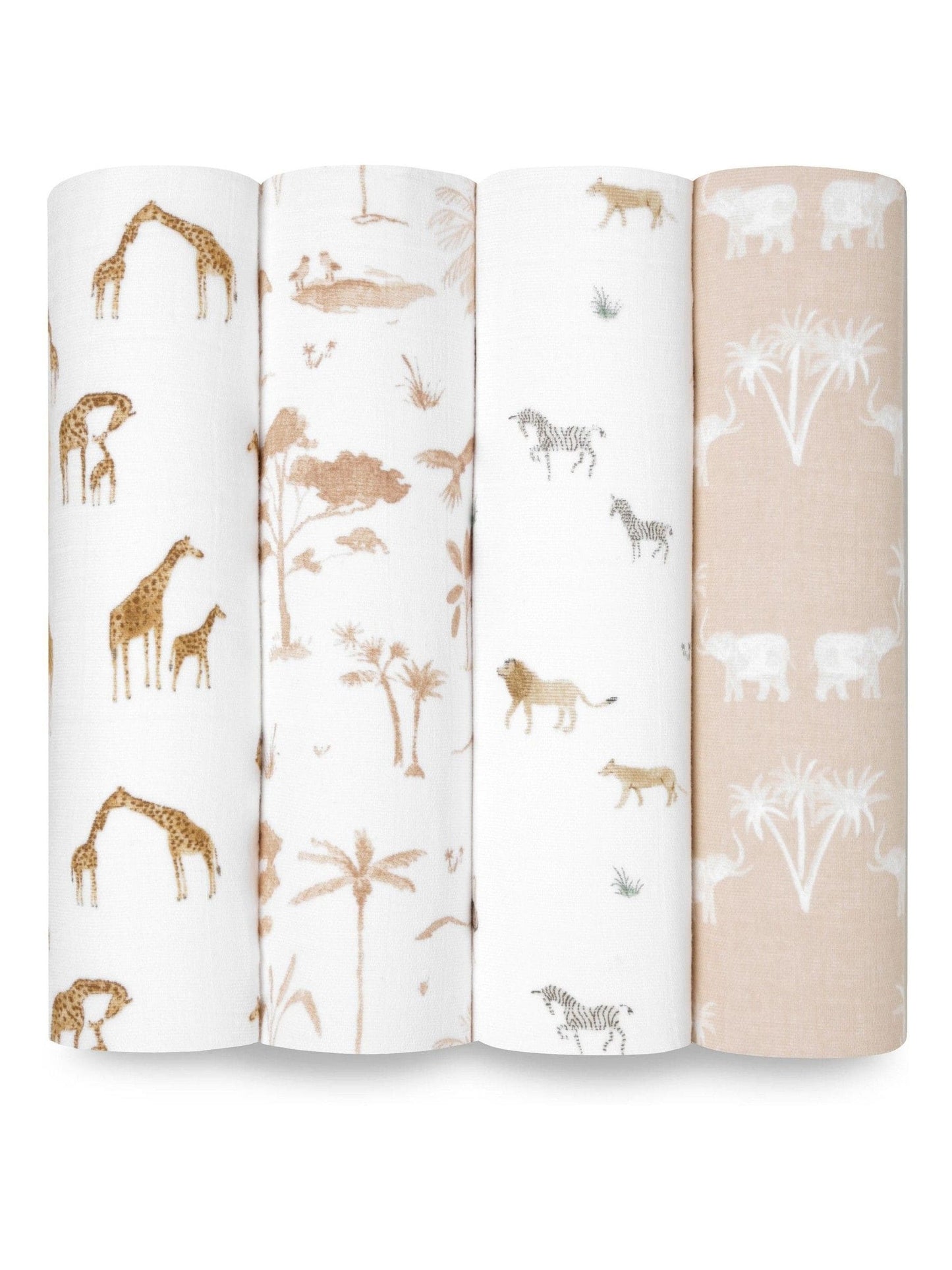 aden + anais White Large Blankets 100% Cotton Safari Dream Muslins 4 Pack image 1