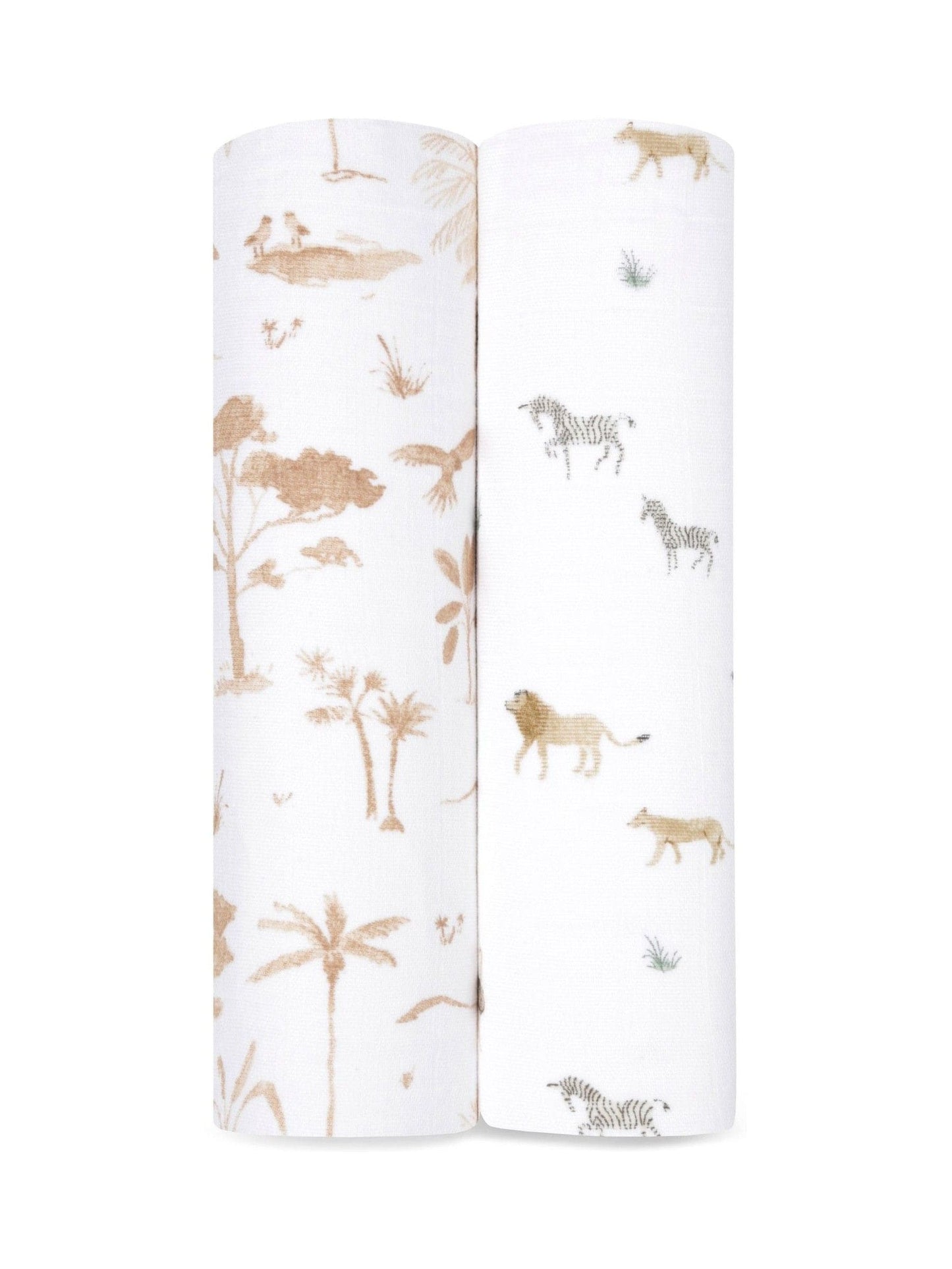 aden + anais White Large 100% Cotton Safari Dream Muslins Blankets 2 Pack image 1