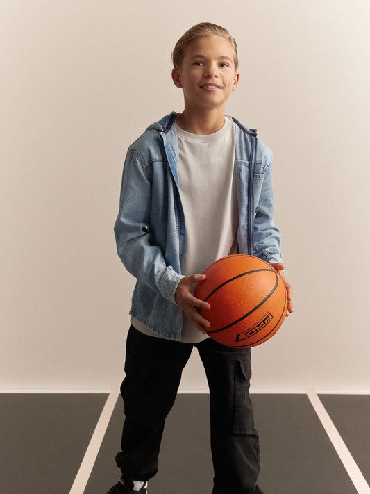 Denim Lightwash Overshirt 100% Cotton Zip Through Hoodie (3-16yrs)