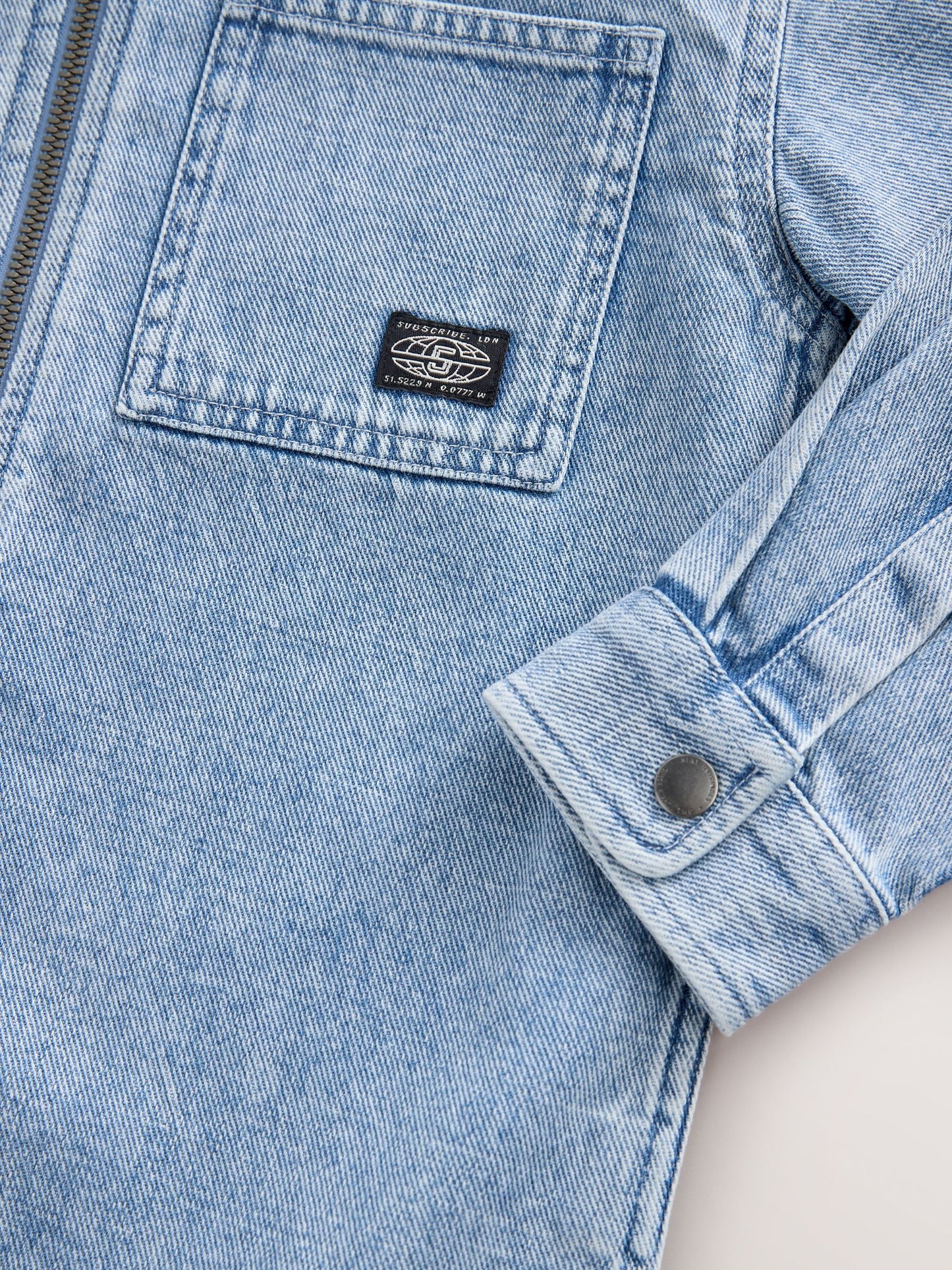 Denim Lightwash Overshirt 100% Cotton Zip Through Hoodie (3-16yrs)