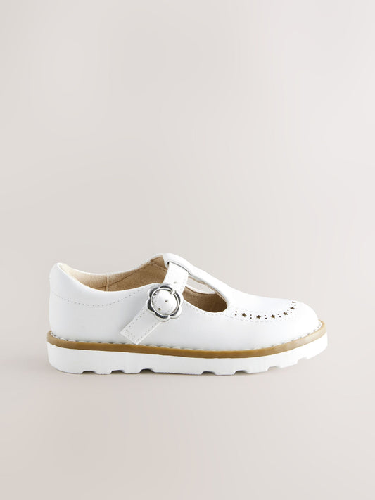 White Standard Fit (F) T-Bar Shoes image 2