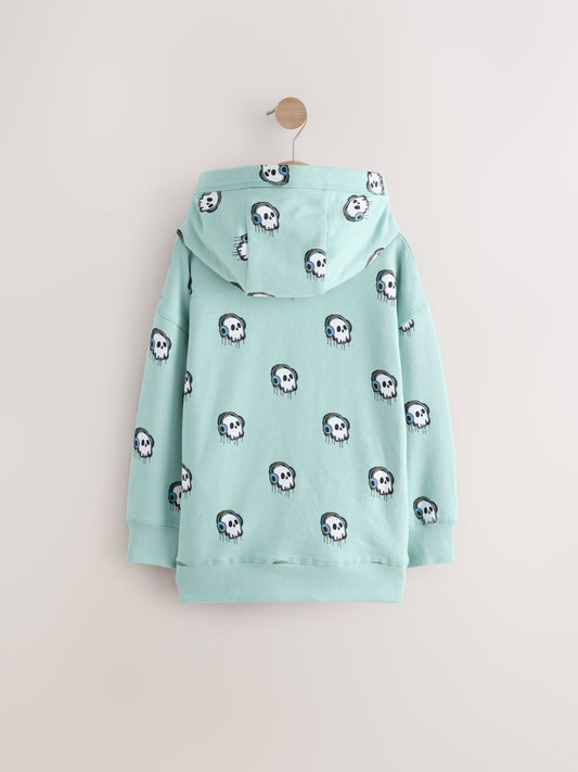 Mint Green Skull Drippy Smile Graphic Hoodie (3-16yrs)