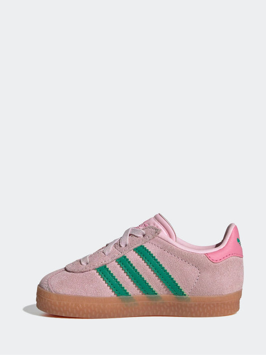 adidas Originals Pink/Green Gazelle Comfort Closure Elastic Laces Infant Trainers image 2
