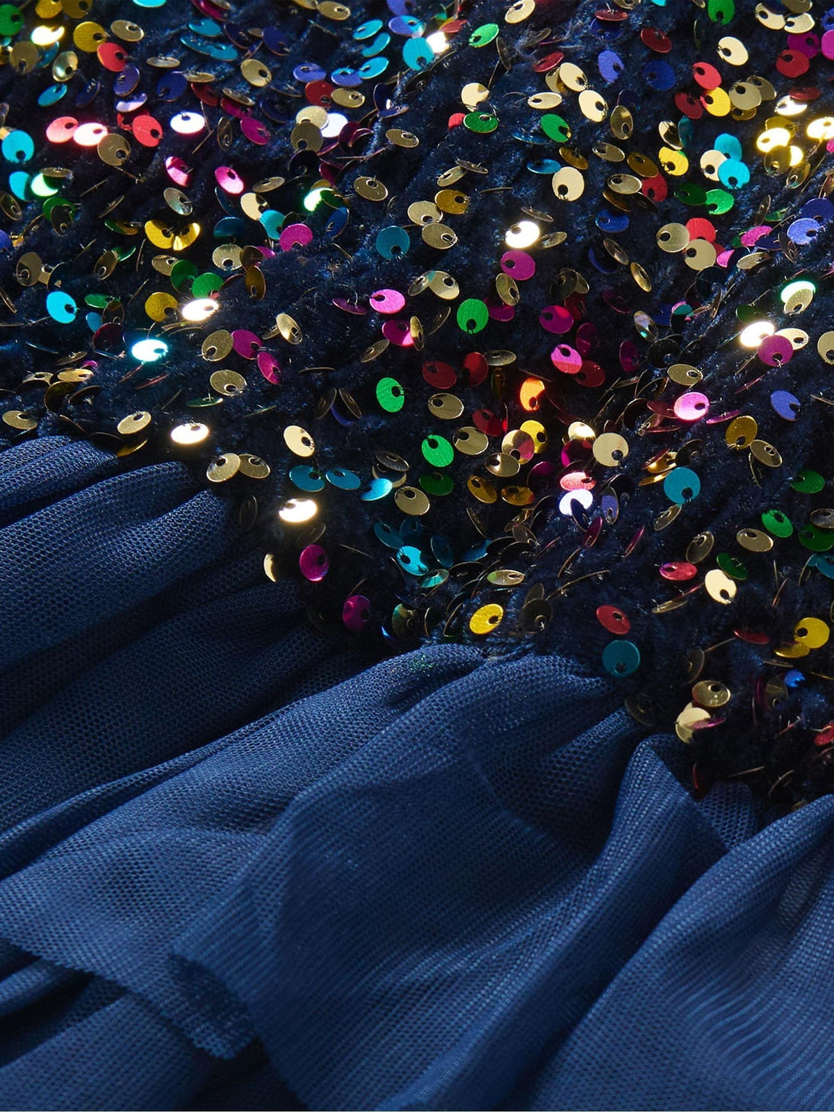 Hatley Blue Rainbow Coins Sequin and Tulle Puff Dress - image 3