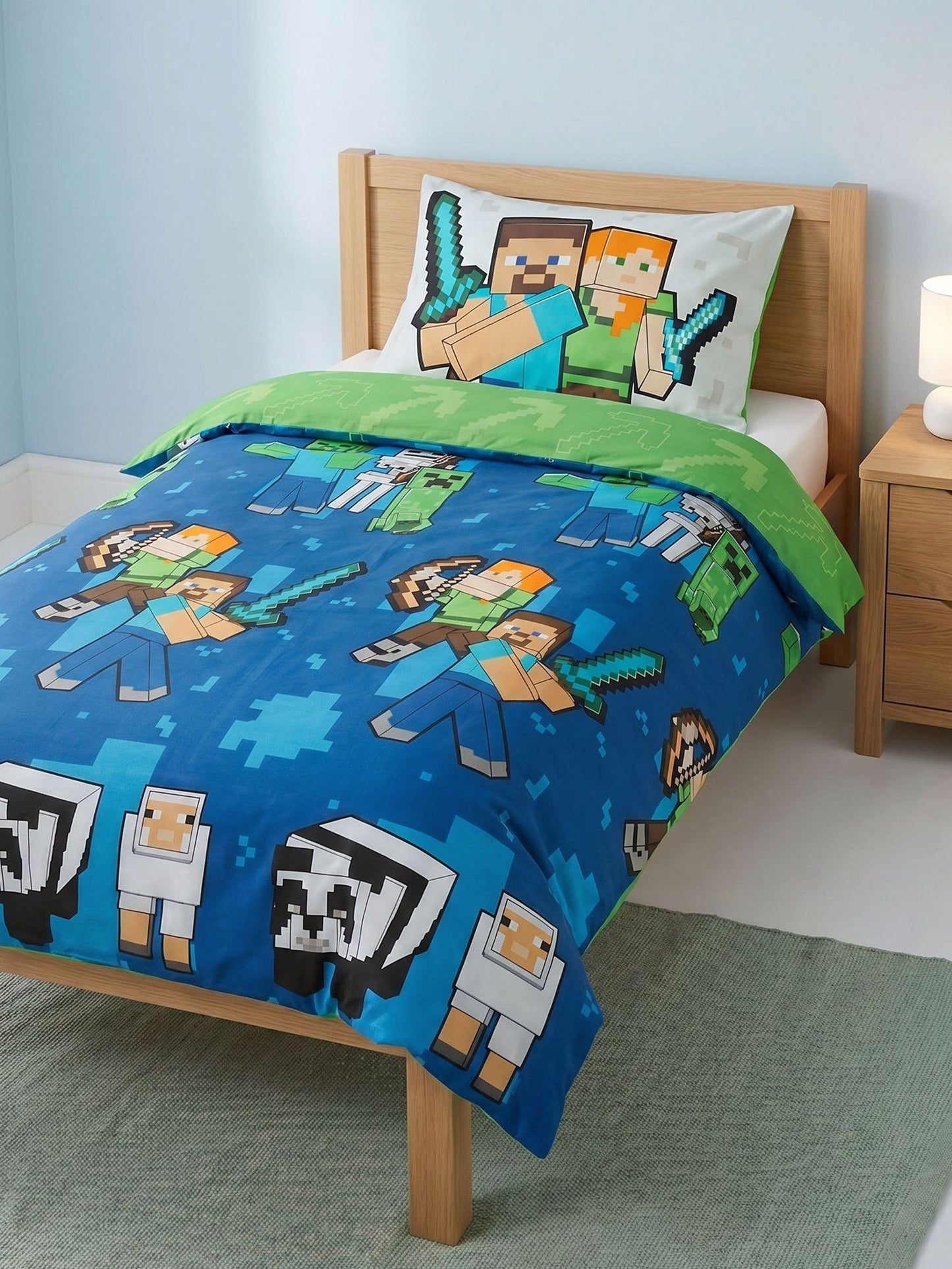 Dsiney Kidz - Vanilla Underground Green Minecraft Single Duvet Set image 1
