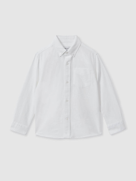 Reiss White Greenwich 3-9 yrs Button Down Oxford Shirt image 2