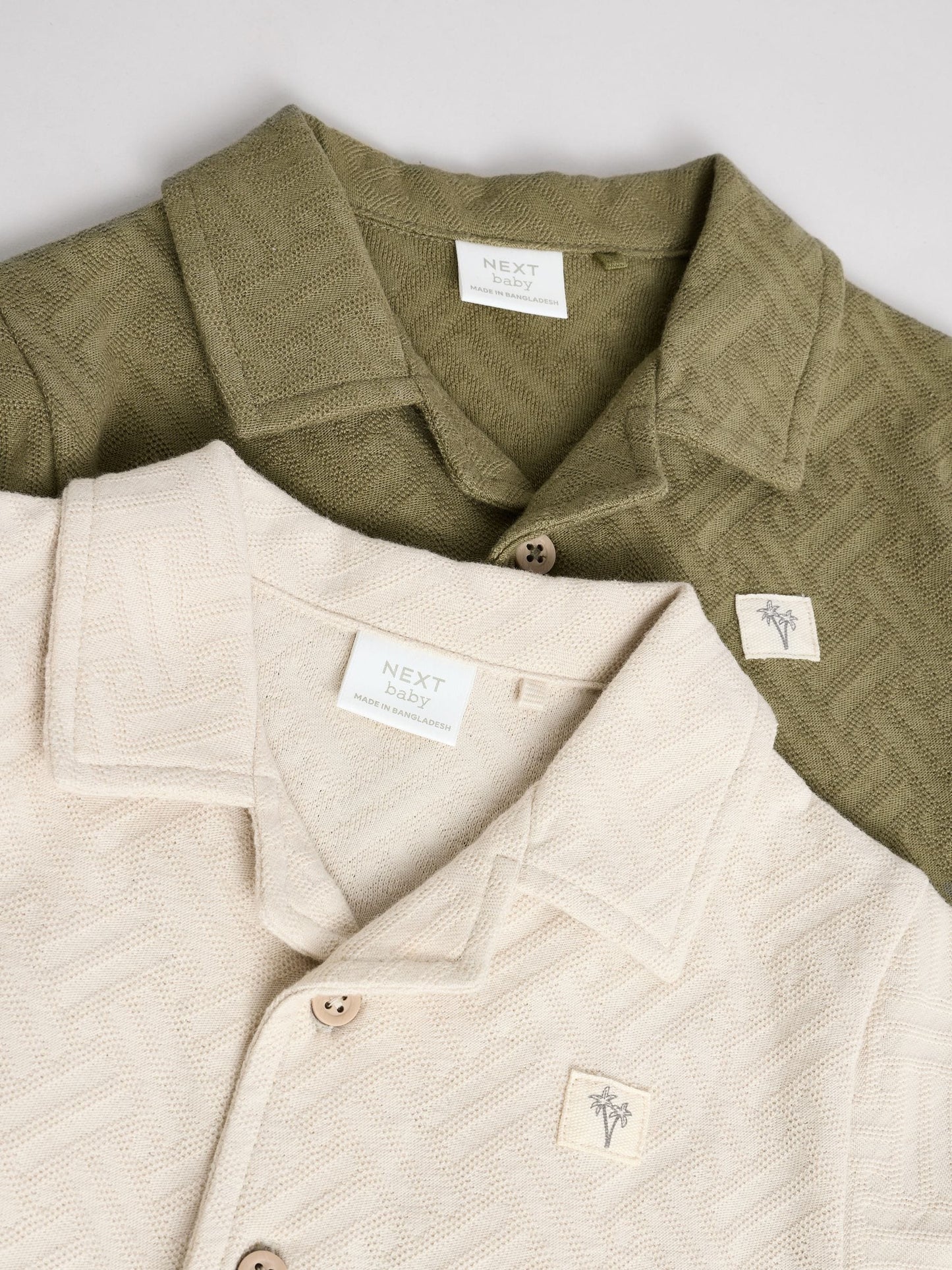 Neutral/Khaki Textured Baby Rompers 2 Pack image 8
