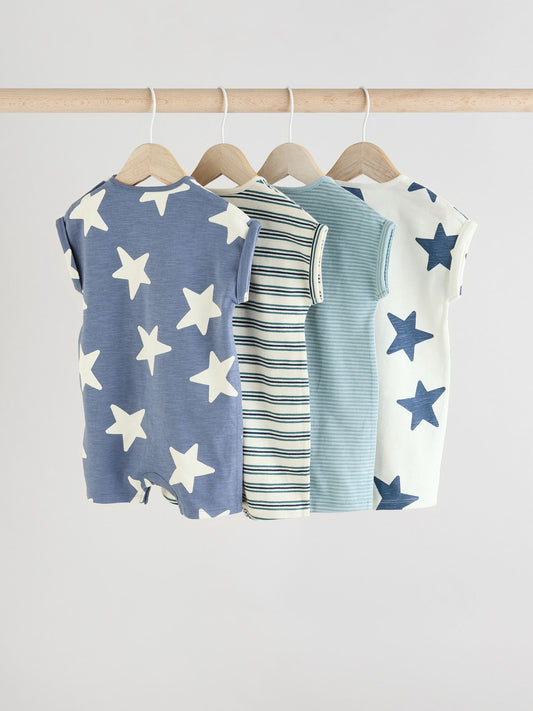 Teal Blue Jersey Baby Rompers 4 Pack image 2