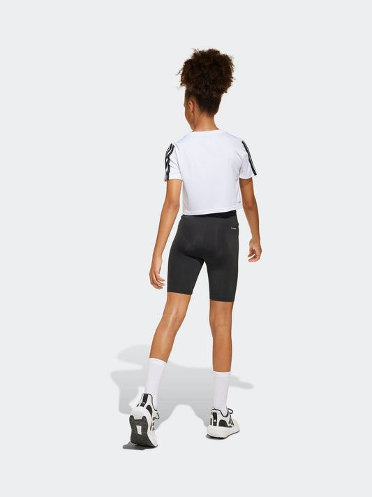 Dsiney Kidz - adidas White Train Essentials 3-Stripes T-Shirt and Bike Short Set Kids image 2