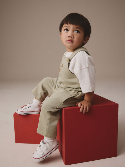 Sage Green 100% Cotton Jersey Dungaree And T-Shirt Set (3mths-7yrs)