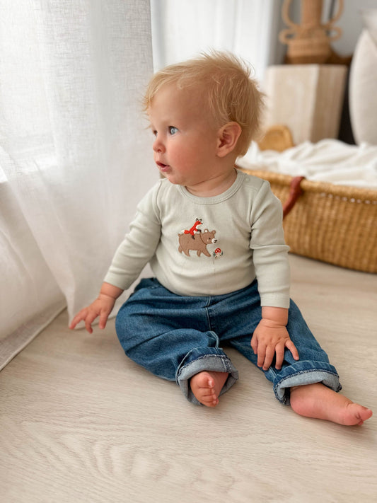 Dsiney Kidz - Purebaby Blue Chambray Denim Slouchy Trousers image 2