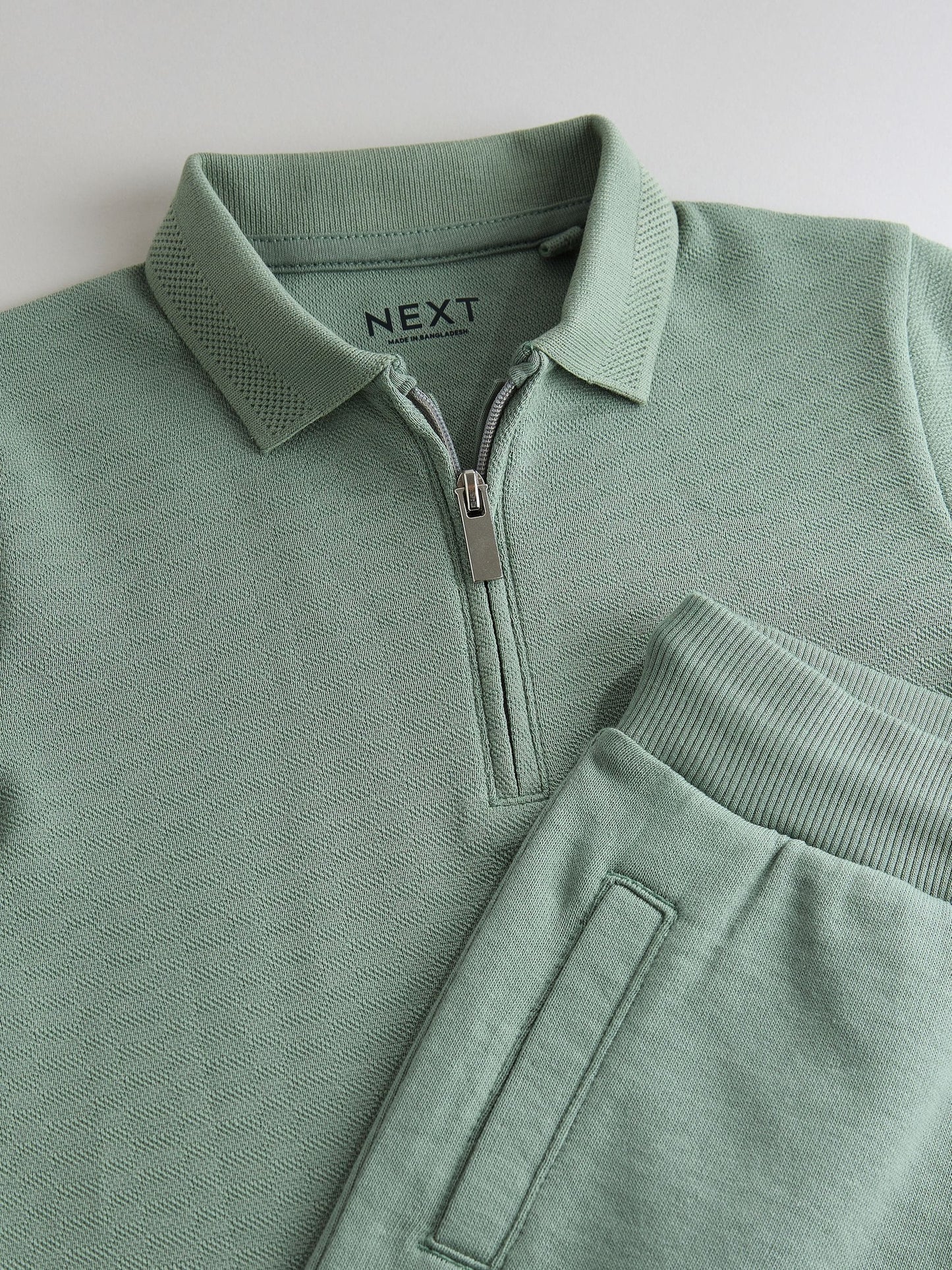 Dsiney Kidz - Sage Green Texture Short Sleeve Polo Shirt And Shorts Set (3mths-7yrs) image 7
