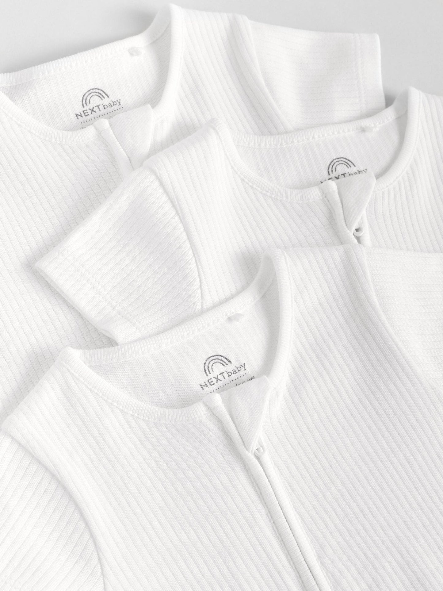 White 3 Pack Two Way Zip Baby 100% Cotton Rompers (0mths-3yrs) image 9
