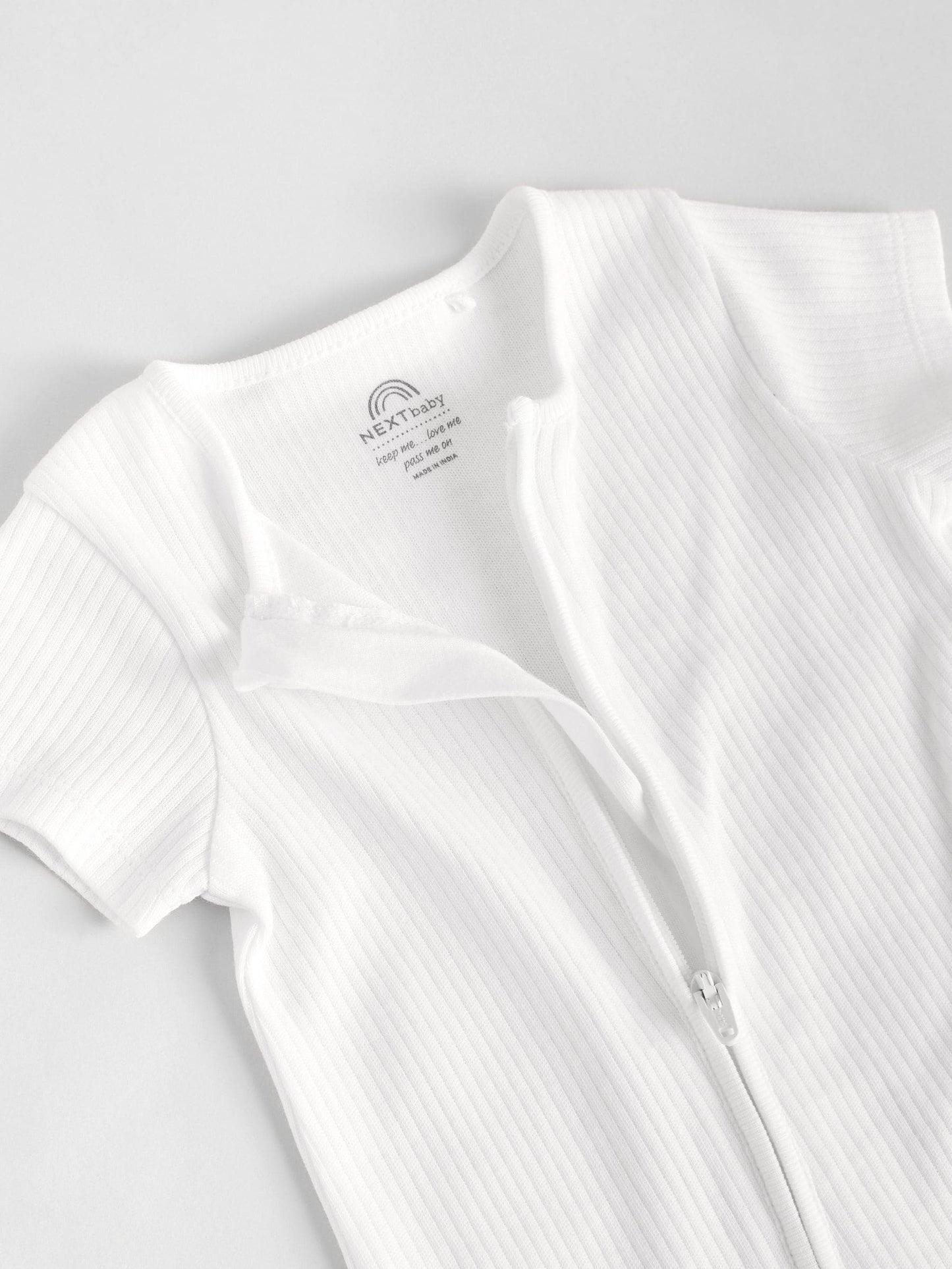 White 3 Pack Two Way Zip Baby 100% Cotton Rompers (0mths-3yrs) image 9