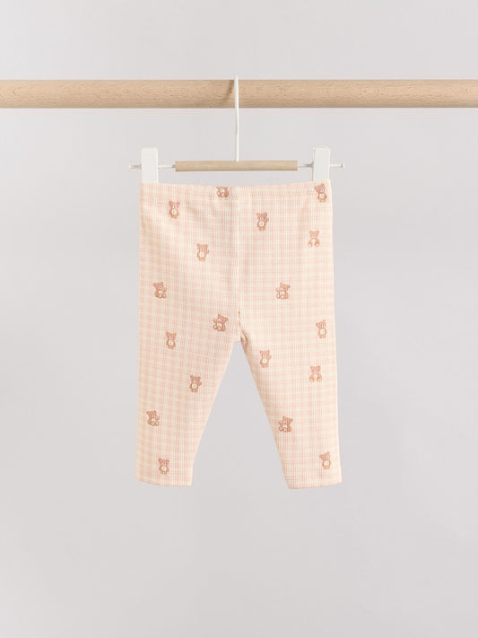 Pink Gingham Bear Print Baby Long Sleeve Frill Top And Leggings Set (0mths-2yrs) image 3