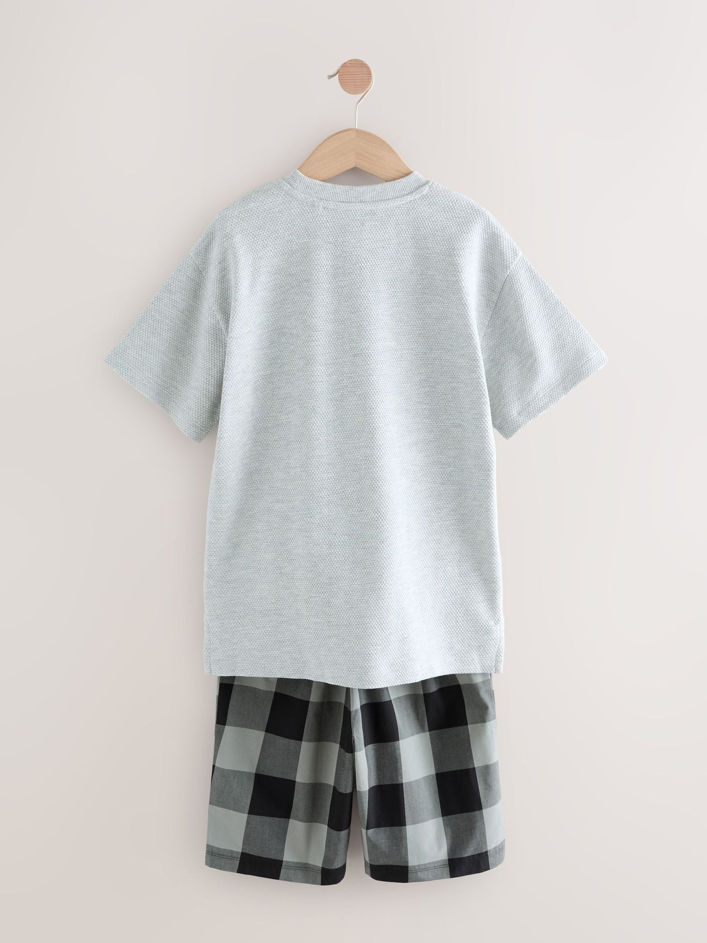 Black/ Grey 2 Pack Woven Check Oversized Pyjamas (3-16yrs) image 11